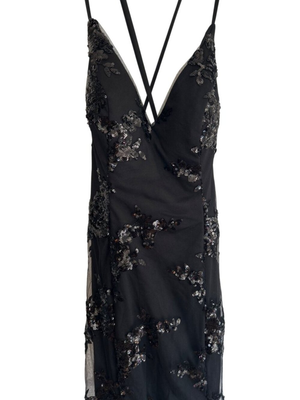 NWT Stacee’s Black Floral Whimsygoth Gown Sz 0 Sheer Lace Overlay Prom Dress - Picture 2 of 13